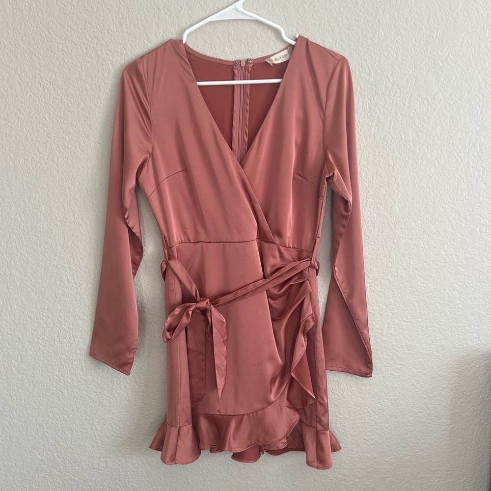 Silky Pink Longsleeve Romper